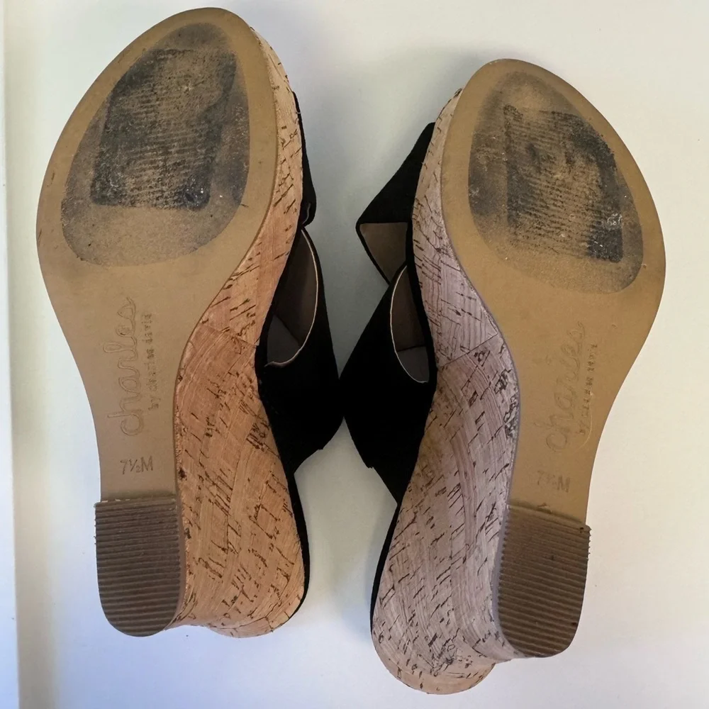 Charles by Charles David Latrice Microsuede Wedge Sandals In Black - Picture 8 of 8